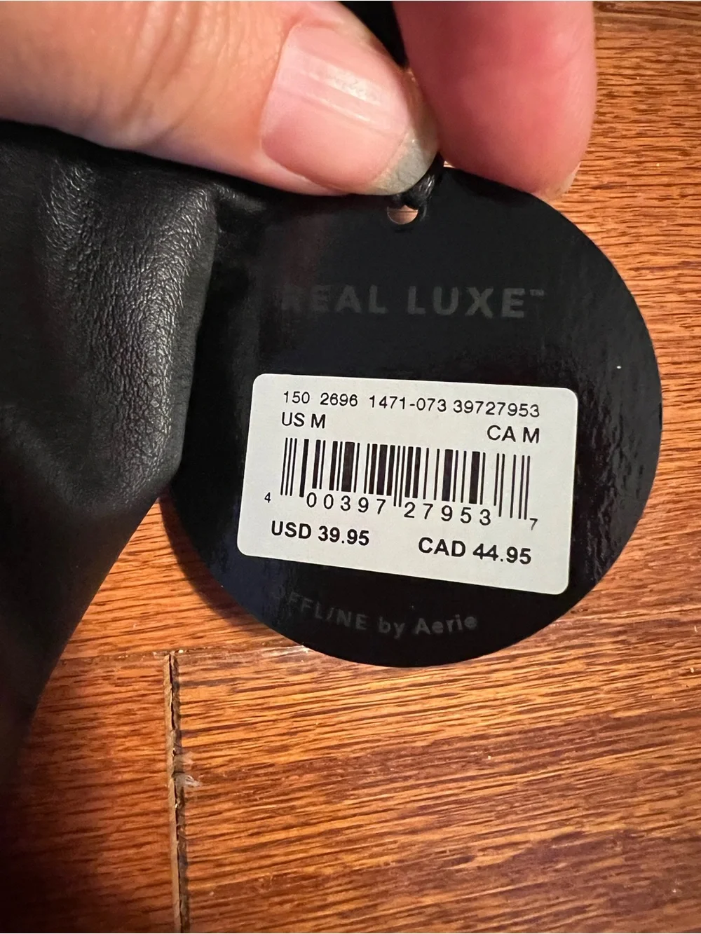 Offline by aerie Faux Leather Black Bralette with Adjustable Straps, Real Luxe